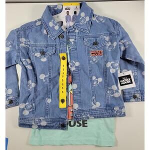 Disney Mickey Mouse Jean Jacket & T-Shirt Boys 5 NEW 2-Piece Set